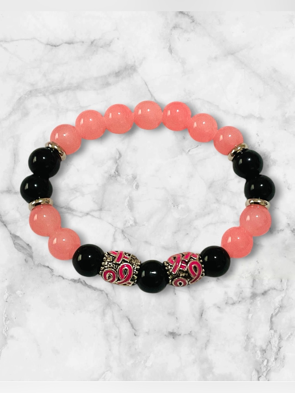 Breast Cancer Awareness Beaded Bracelet